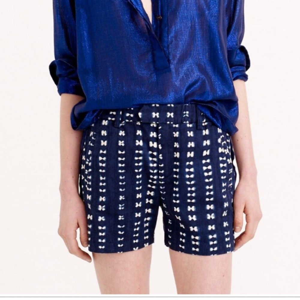 J. Crew Women's Adire Ikat Indigo Shorts - Size 8